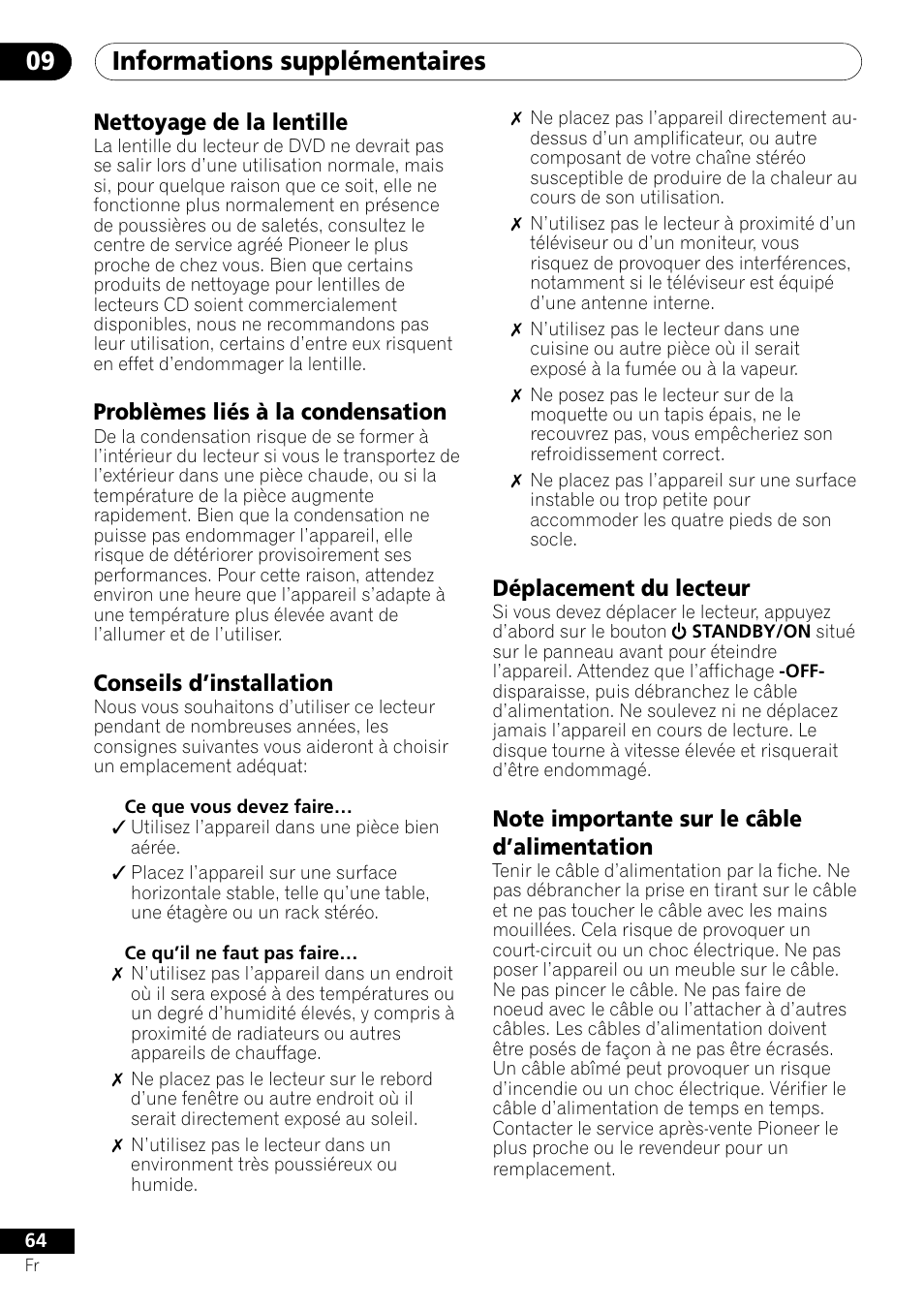 Informations supplémentaires 09 | Pioneer DV-656A-S User Manual | Page 64 / 148