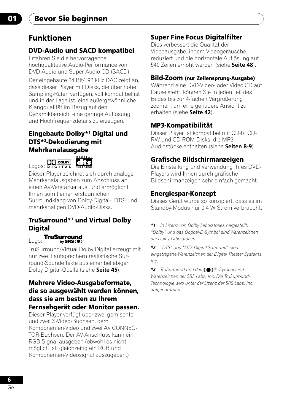 Funktionen, Bevor sie beginnen 01 | Pioneer DV-656A-S User Manual | Page 80 / 148