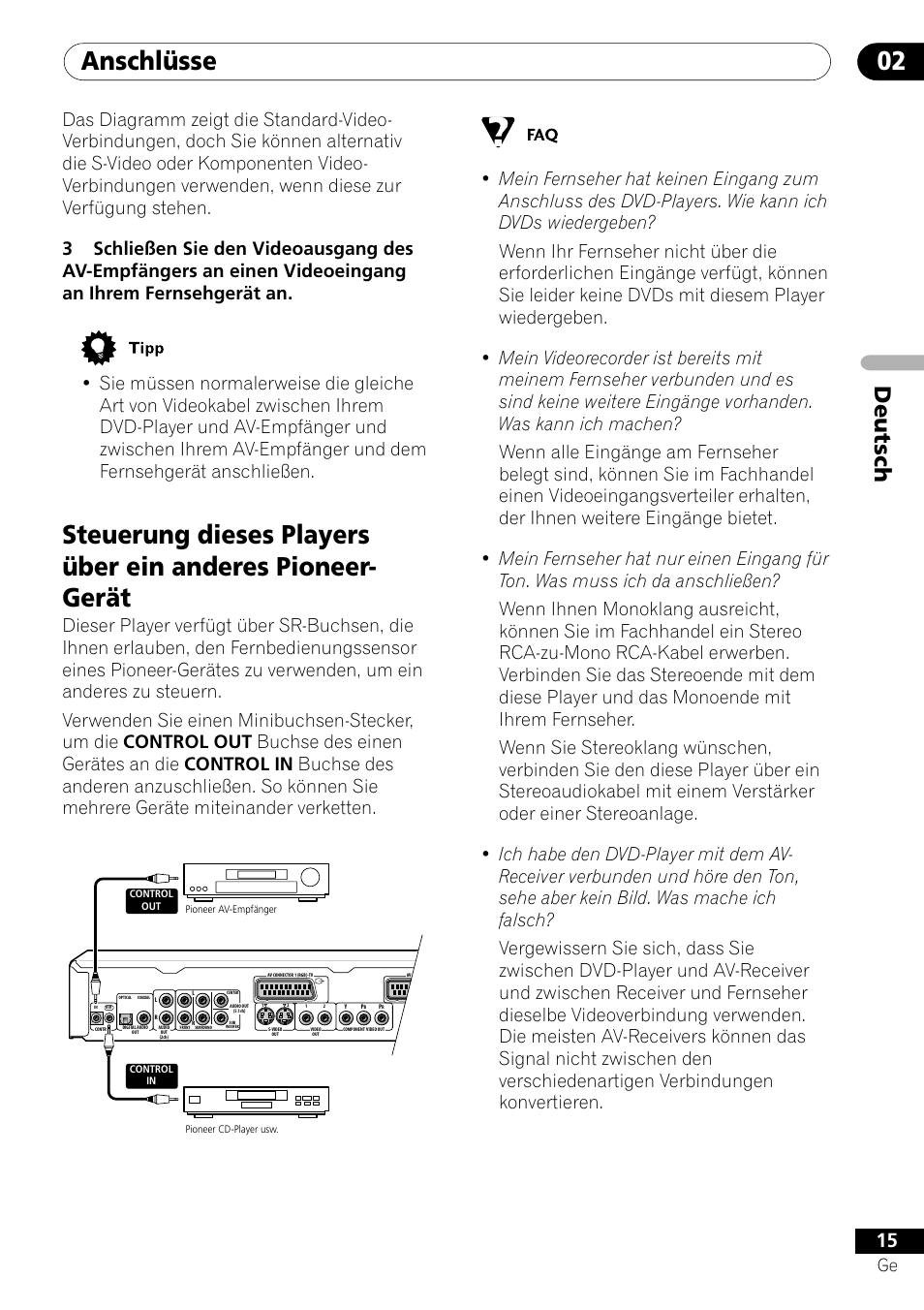 Anschlüsse 02, Deutsch | Pioneer DV-656A-S User Manual | Page 89 / 148