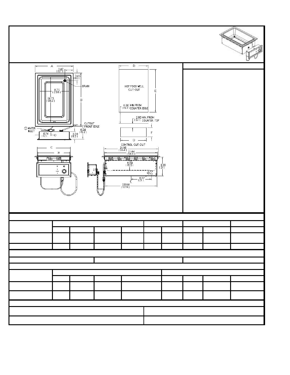 Apw ezfill hot food wells, General specifications (apw ezfill hot food wells), Options | Cleaning, Operation | APW Wyott HOT FOOD WARMER User Manual | Page 6 / 24