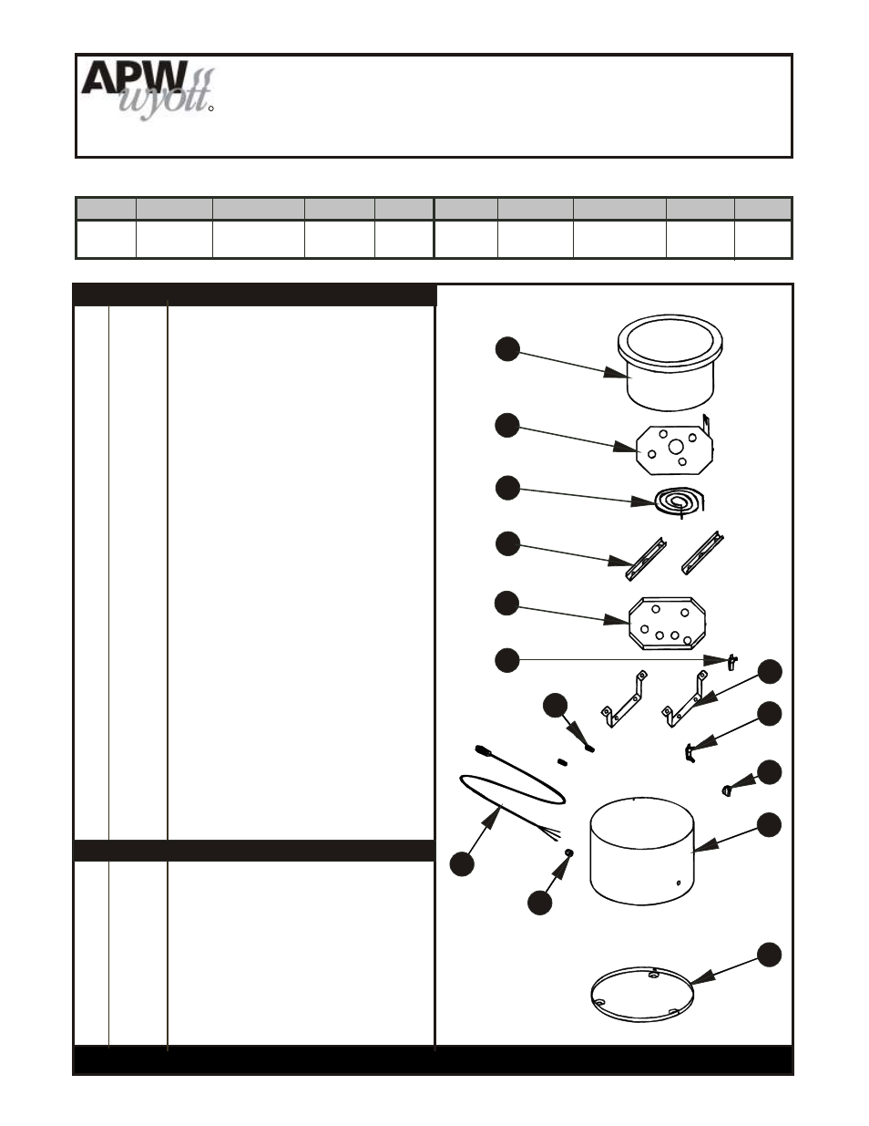 Rcw-7 & rcw-11, Round cooker warmers, Replacement parts catalog & wiring diagram | APW Wyott RCW - 11 User Manual | Page 5 / 8