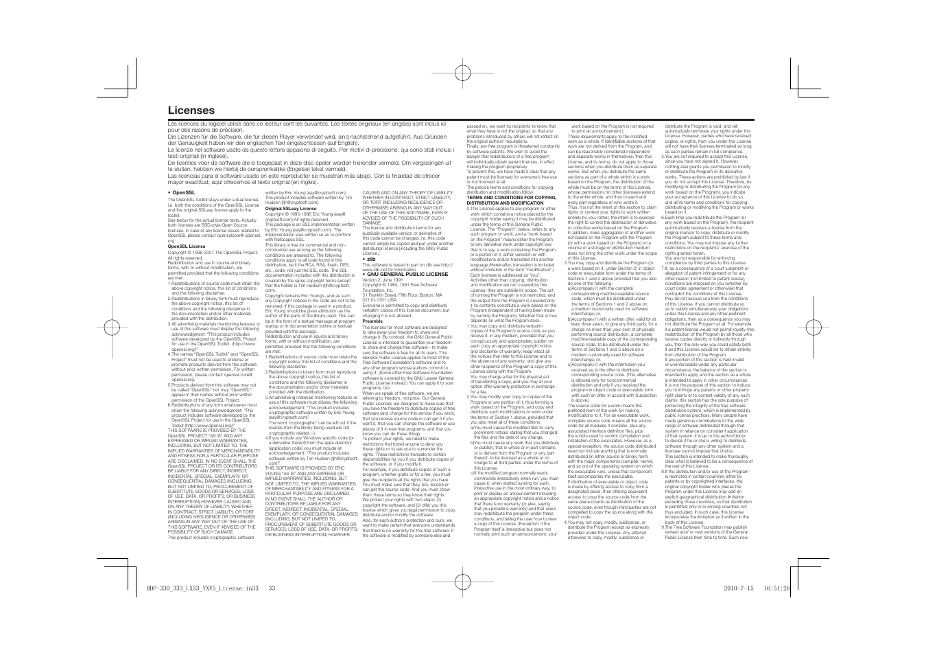Licenses | Pioneer BDP-LX53 User Manual | Page 153 / 156