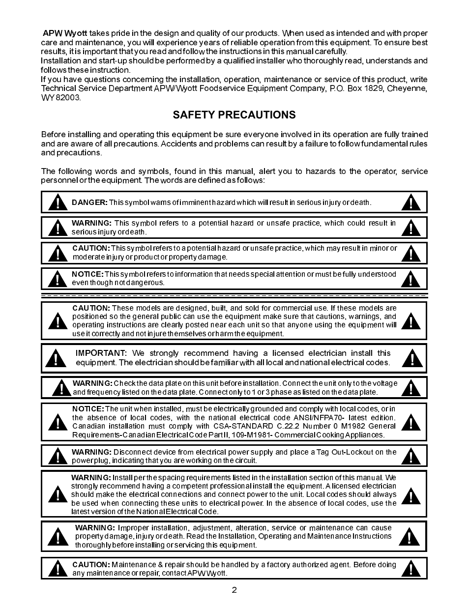 APW Wyott Heated Pump/Dispenser CCW MK VII - 120V User Manual | Page 2 / 8