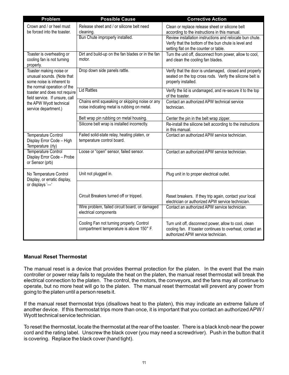 APW Wyott VCG User Manual | Page 11 / 20