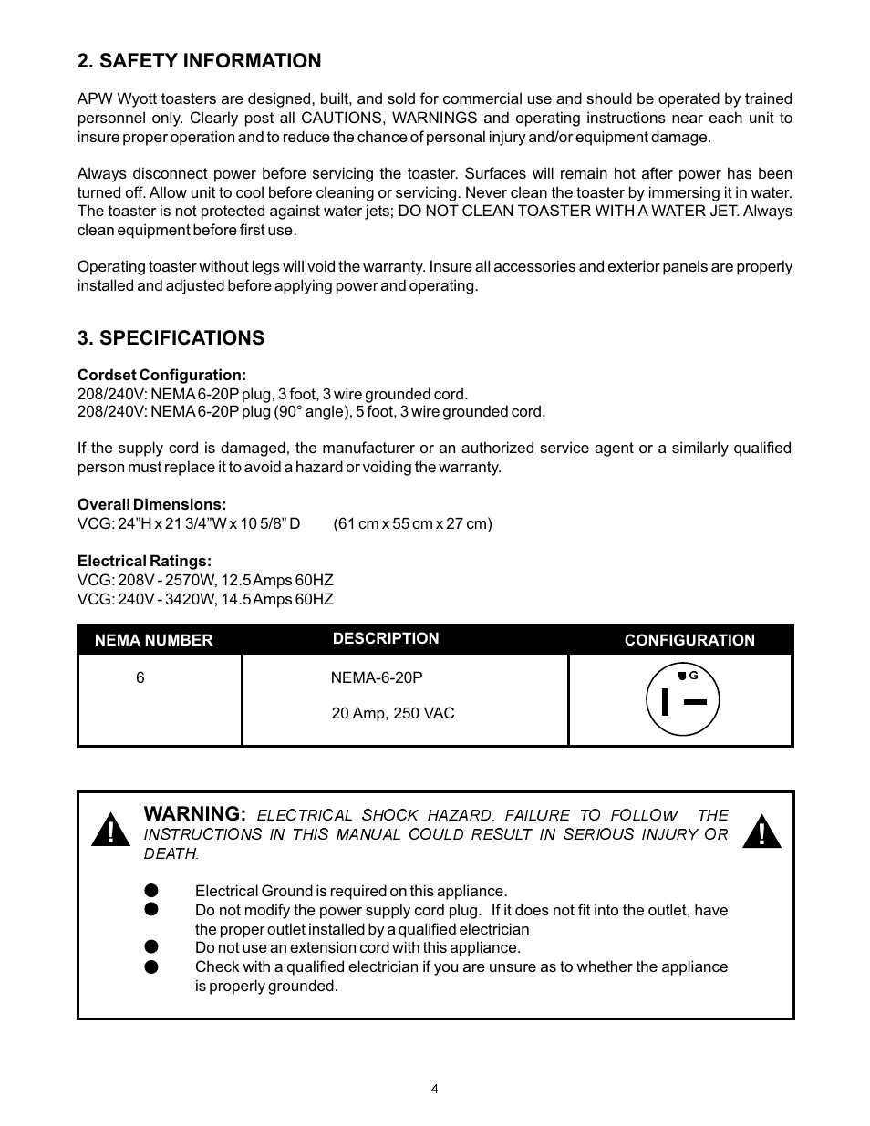 APW Wyott VCG User Manual | Page 4 / 20