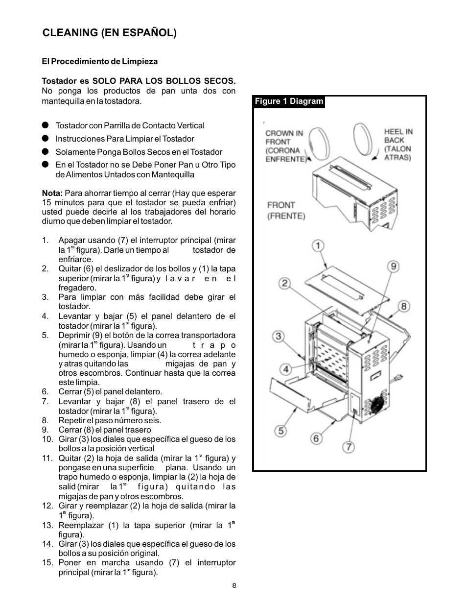 Cleaning (en español) | APW Wyott VCG User Manual | Page 8 / 20