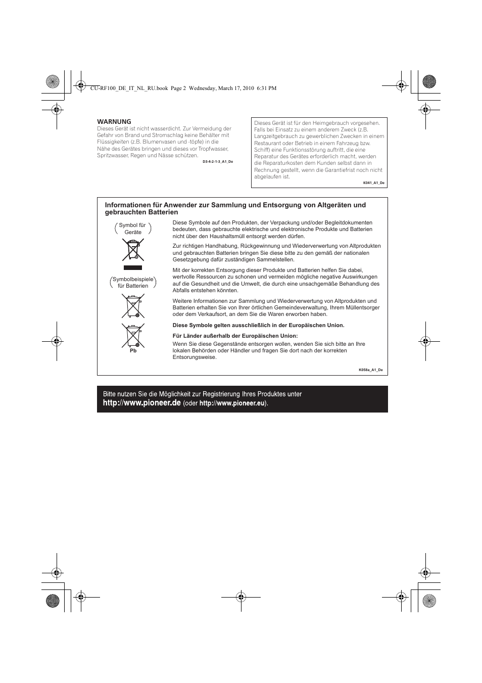Pioneer CU-RF100-U User Manual | Page 2 / 108