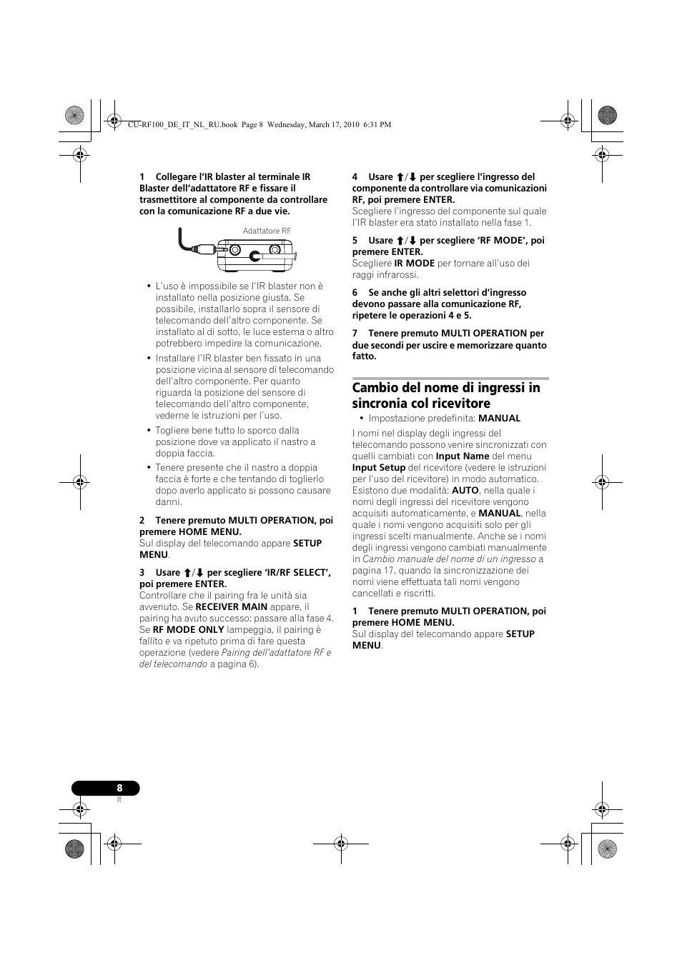 Pioneer CU-RF100-U User Manual | Page 34 / 108