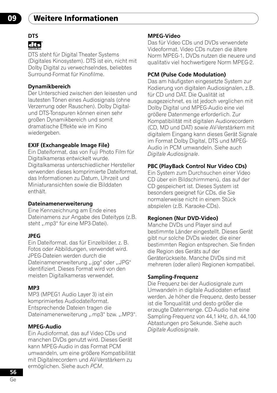 Weitere informationen 09 | Pioneer DV-550 User Manual | Page 114 / 116