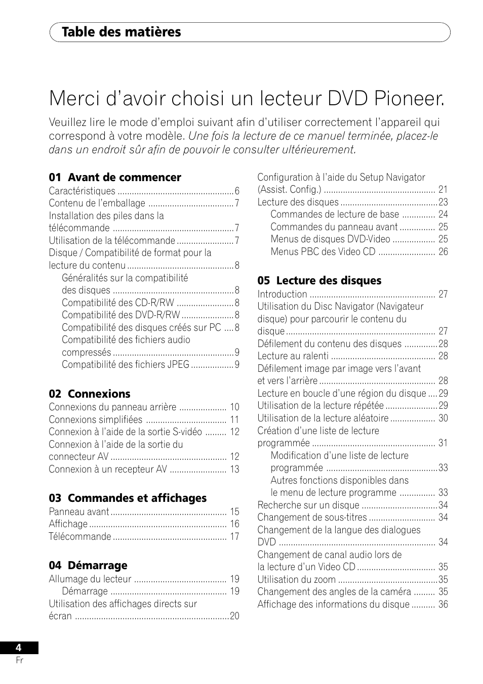 Pioneer DV-550 User Manual | Page 4 / 116