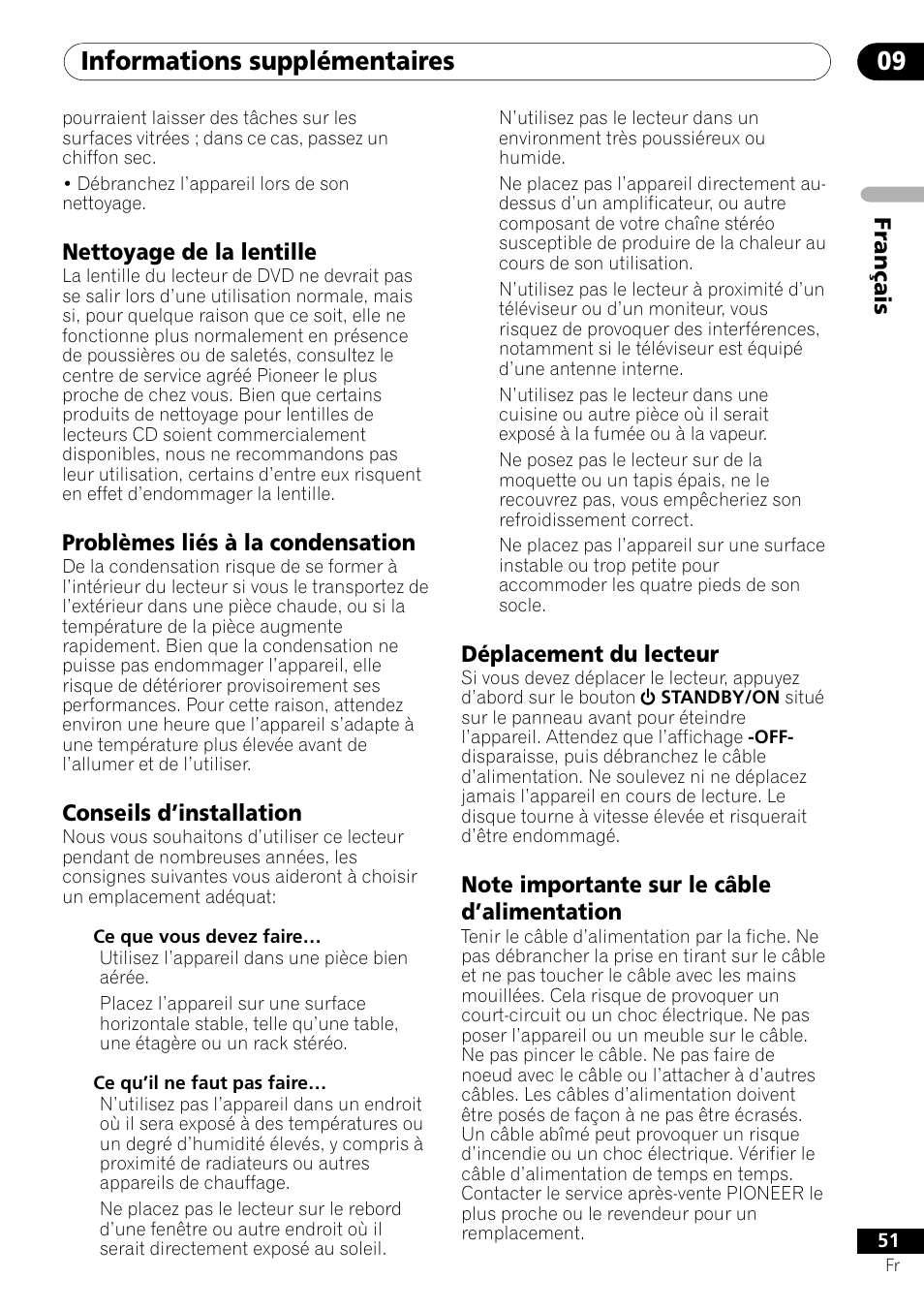 Informations supplémentaires 09 | Pioneer DV-550 User Manual | Page 51 / 116