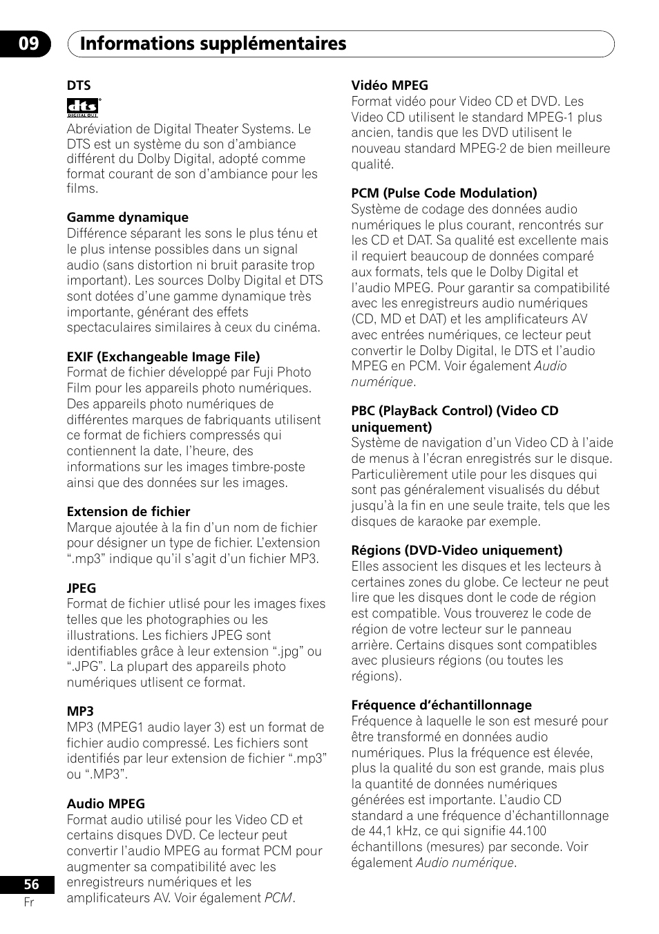Informations supplémentaires 09 | Pioneer DV-550 User Manual | Page 56 / 116