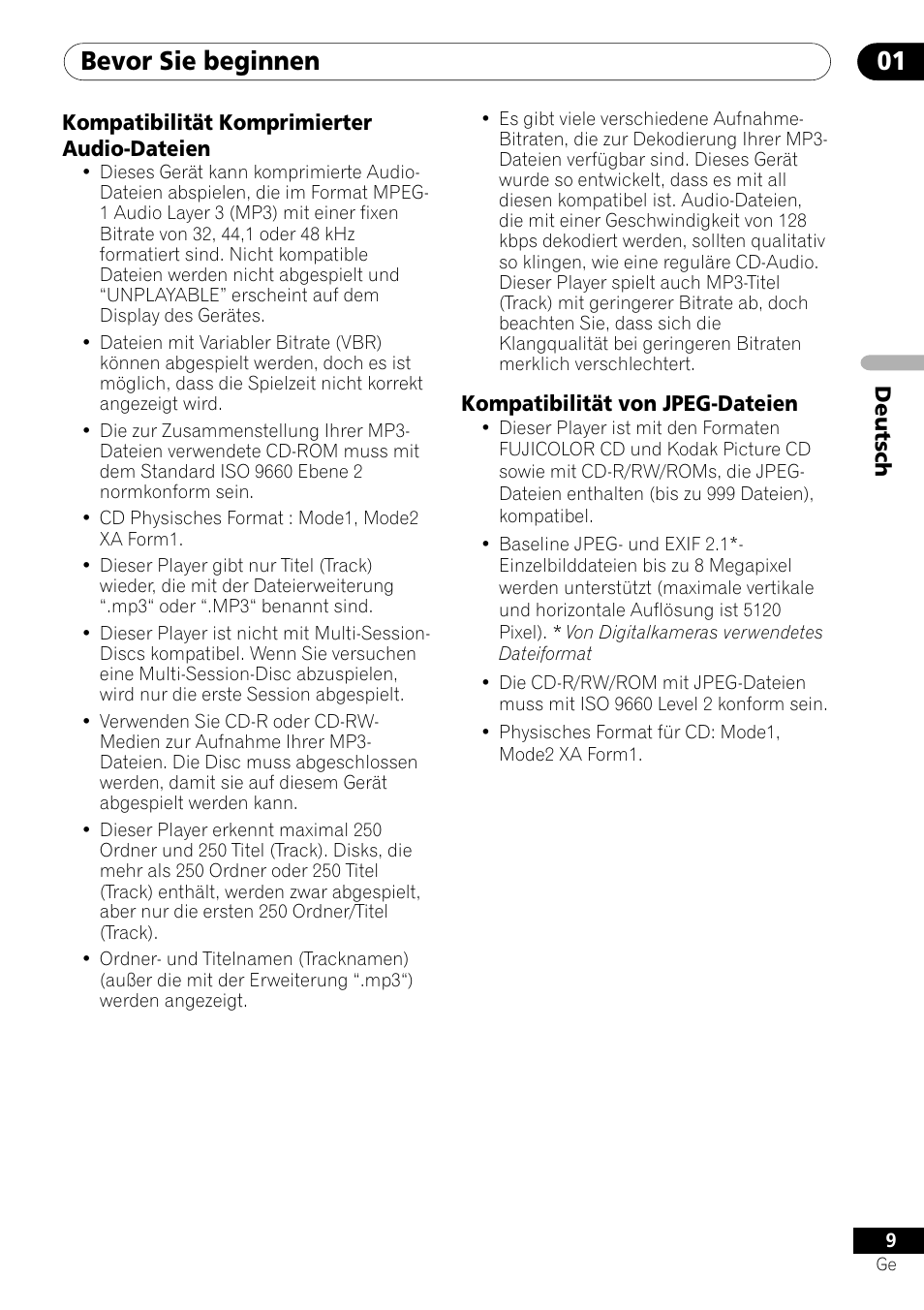 Bevor sie beginnen 01 | Pioneer DV-550 User Manual | Page 67 / 116