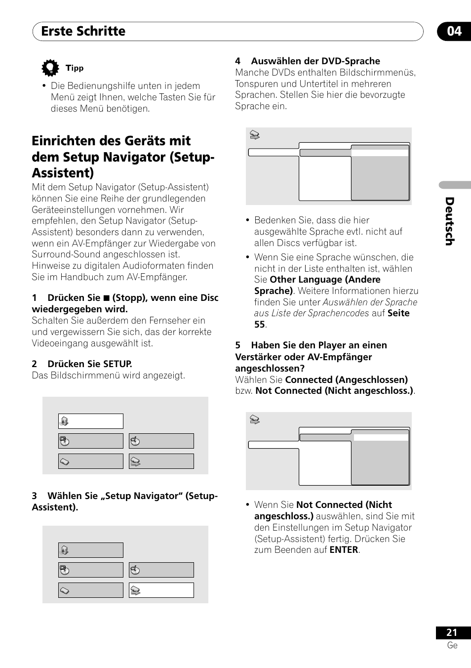 Erste schritte 04, Deutsch | Pioneer DV-550 User Manual | Page 79 / 116