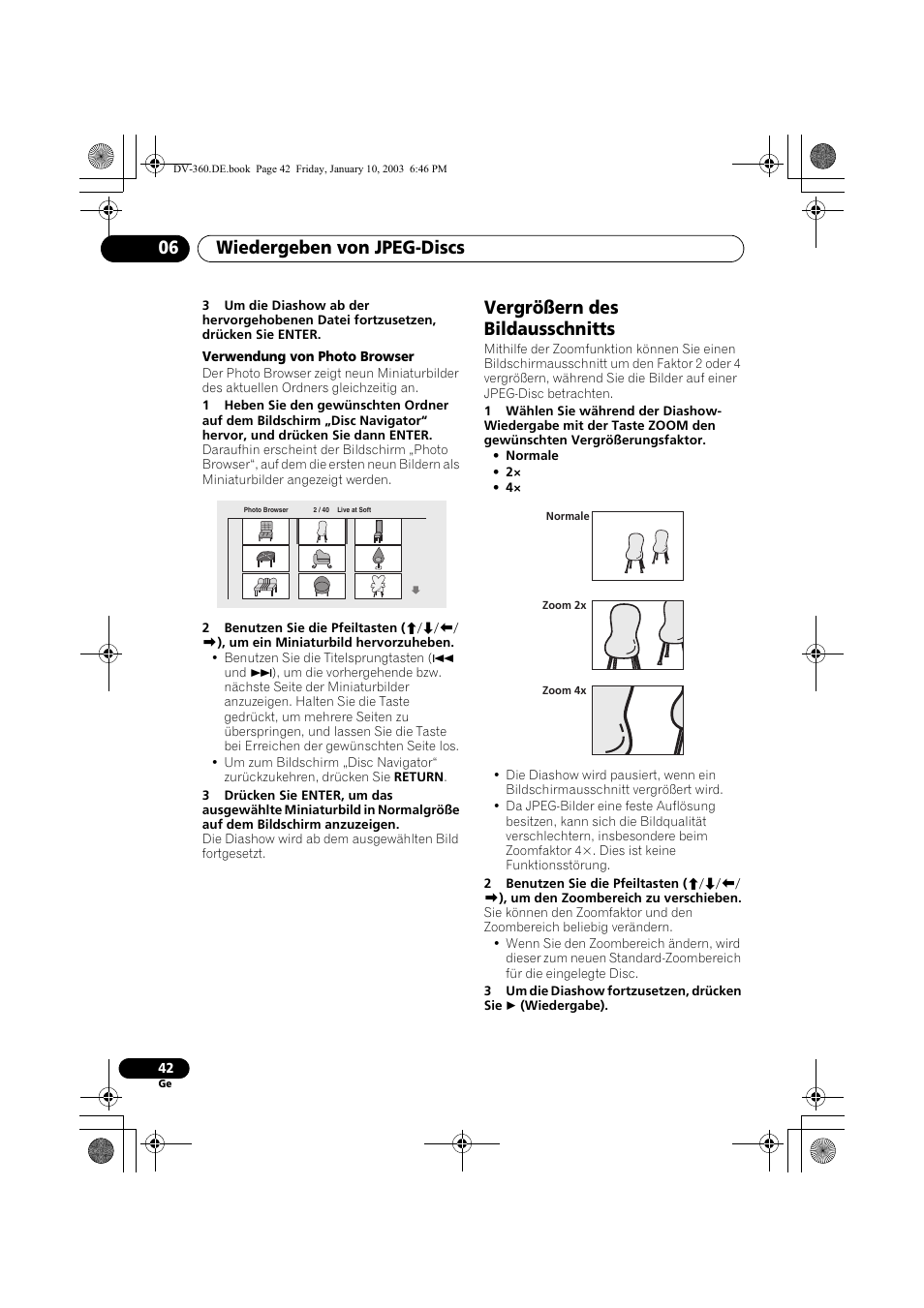 Vergrößern des bildausschnitts, Wiedergeben von jpeg-discs 06 | Pioneer DV-2650-S User Manual | Page 106 / 128