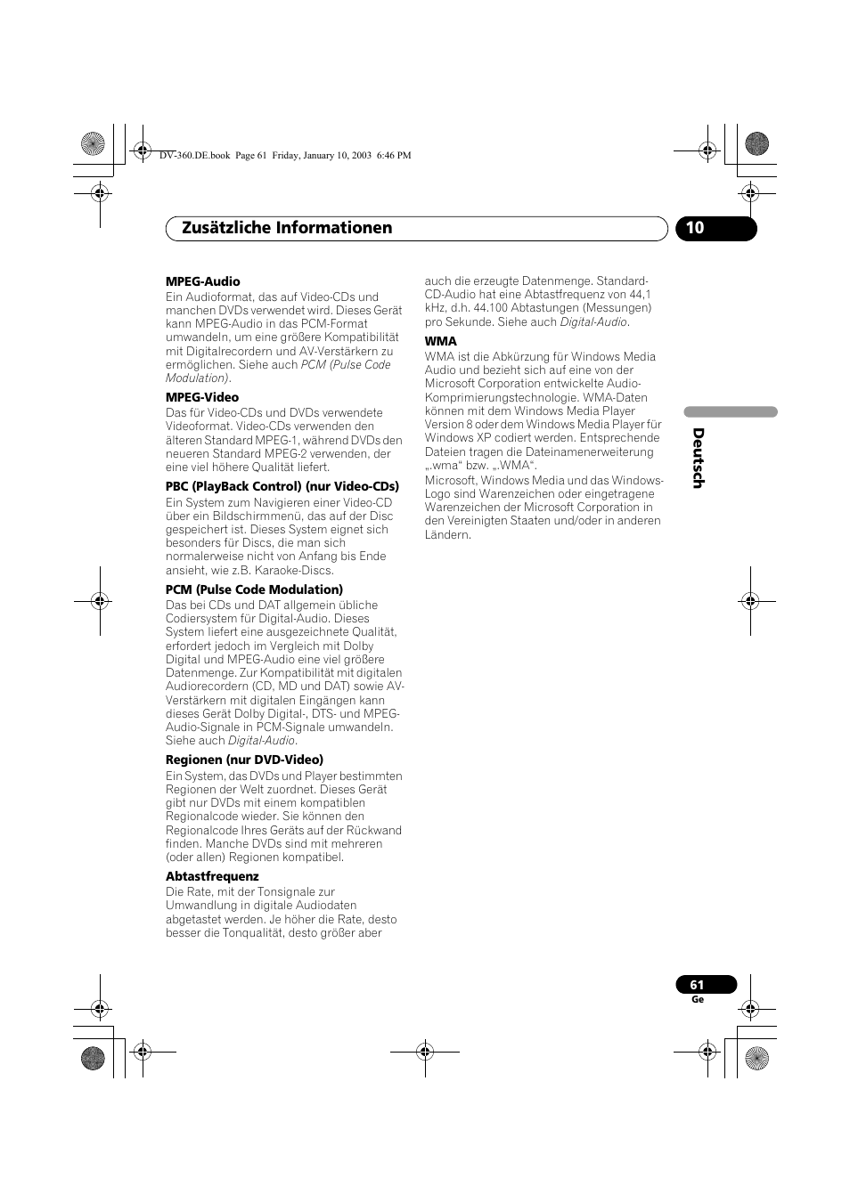 Zusätzliche informationen 10 | Pioneer DV-2650-S User Manual | Page 125 / 128