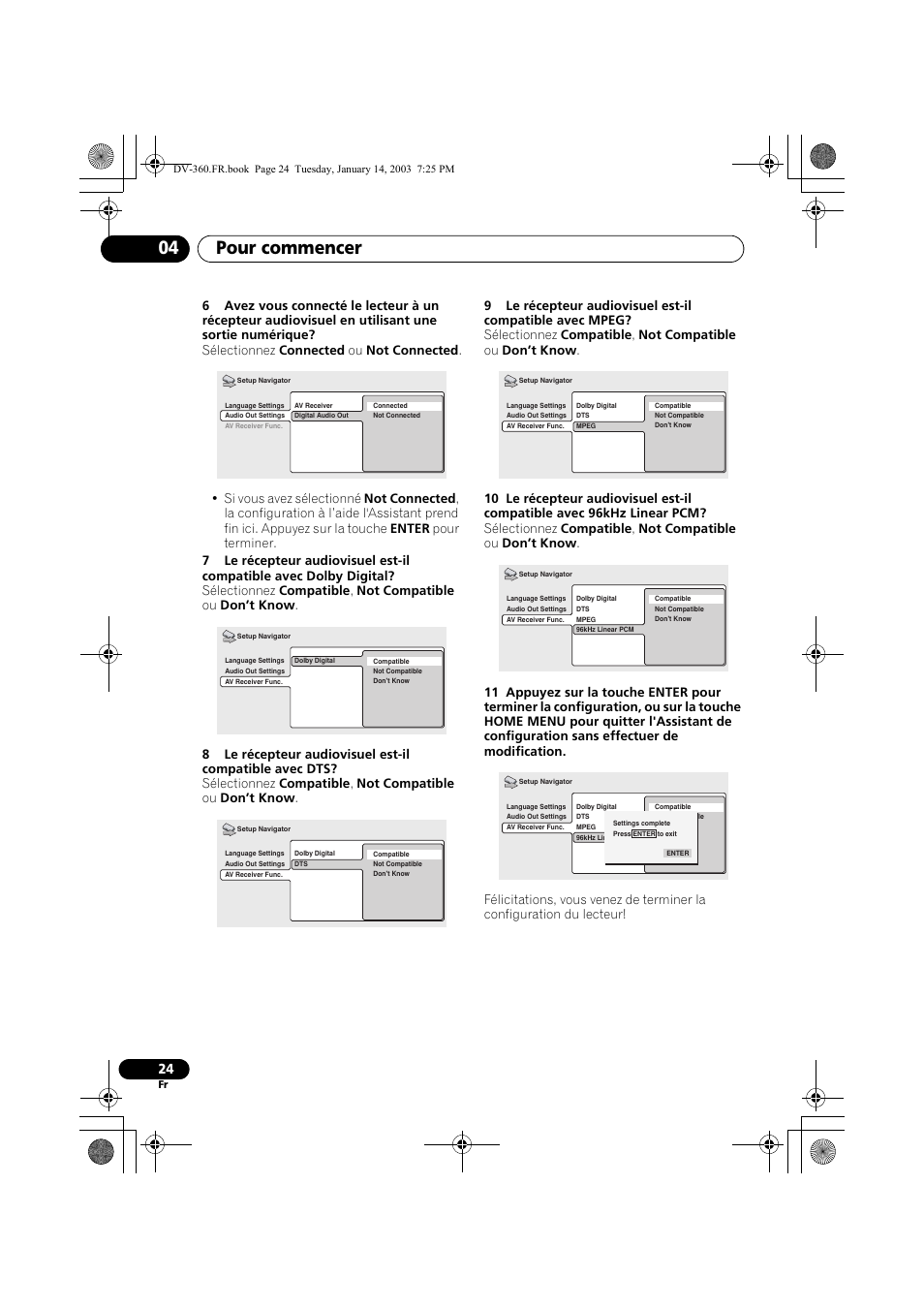 Pour commencer 04 | Pioneer DV-2650-S User Manual | Page 24 / 128