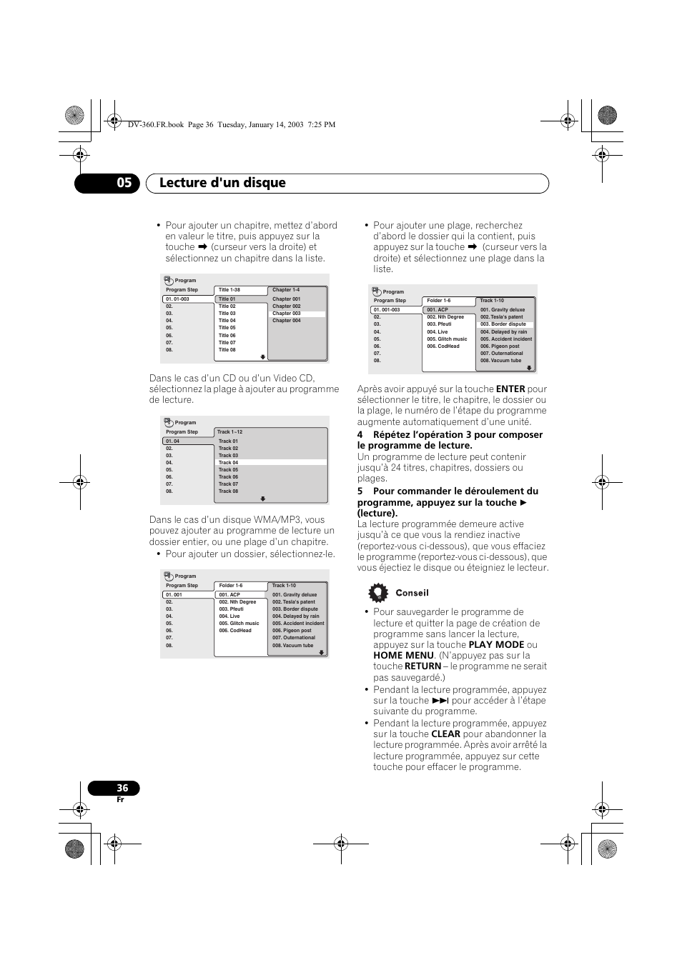 Lecture d'un disque 05 | Pioneer DV-2650-S User Manual | Page 36 / 128