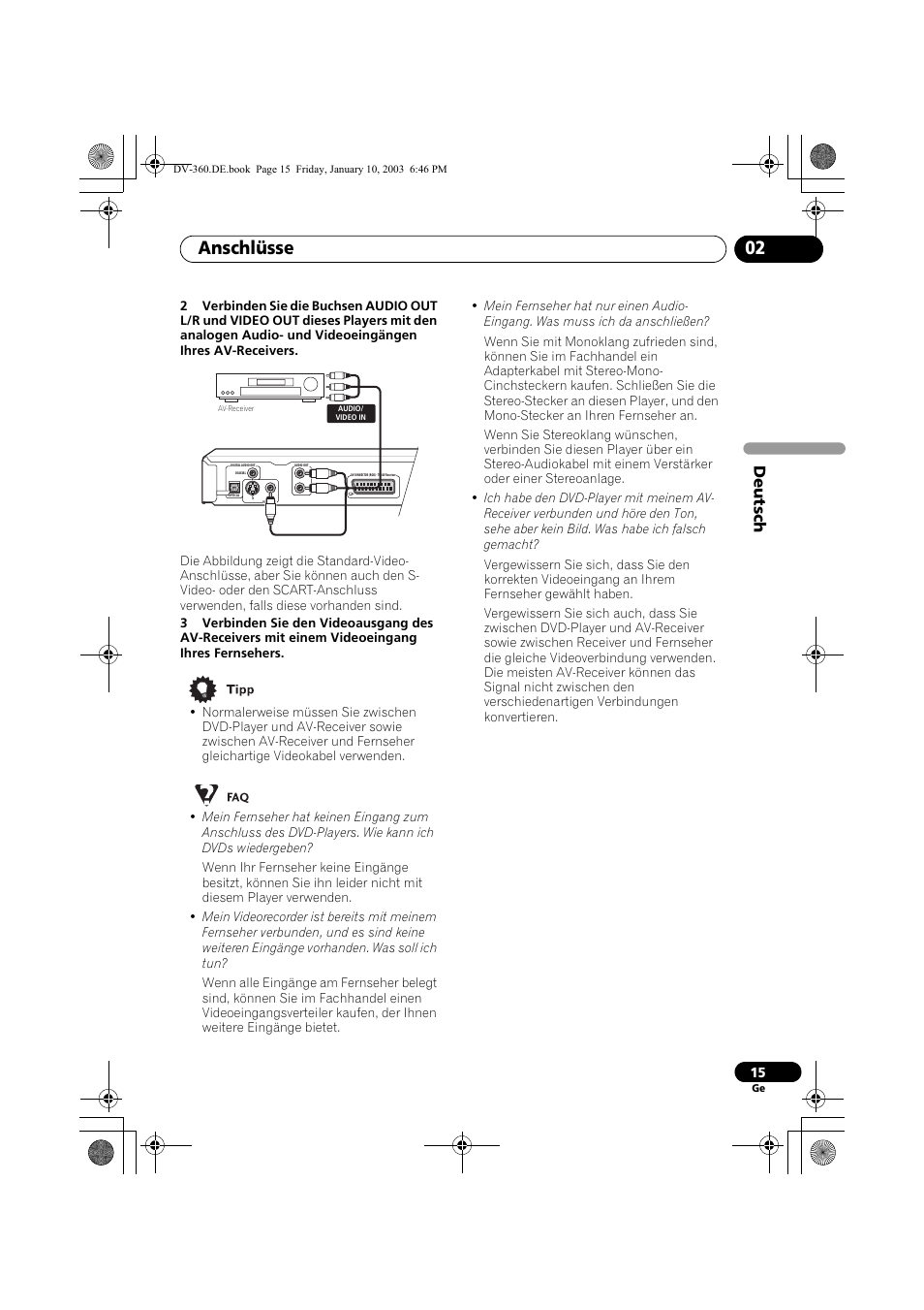 Anschlüsse 02, Deutsch | Pioneer DV-2650-S User Manual | Page 79 / 128