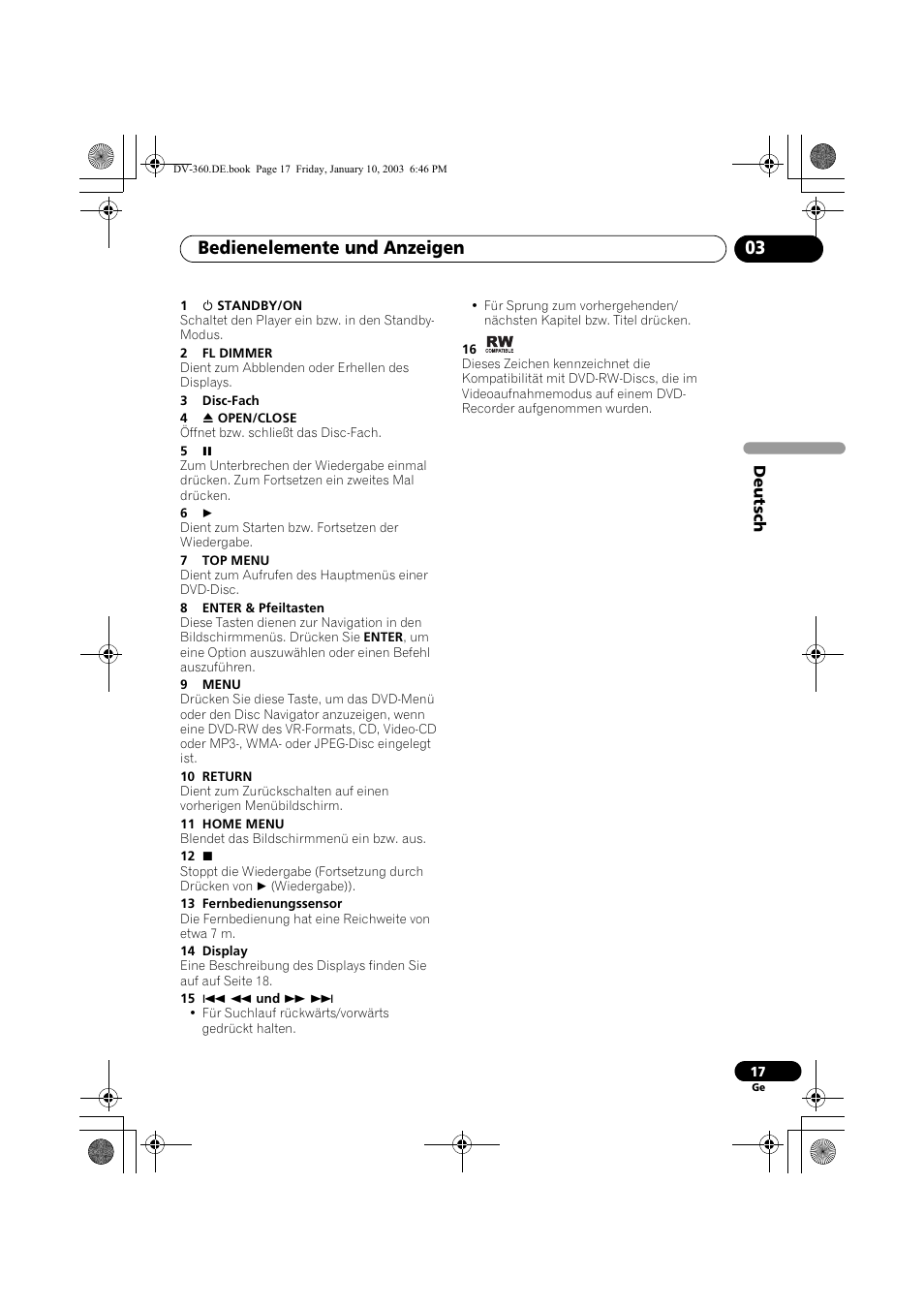Bedienelemente und anzeigen 03 | Pioneer DV-2650-S User Manual | Page 81 / 128