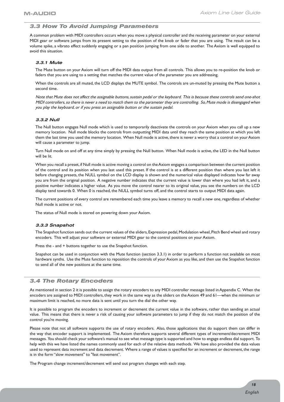 3 how to avoid jumping parameters, 4 the rotary encoders | Axiom Audio Electronic Keyboard User Manual | Page 19 / 51