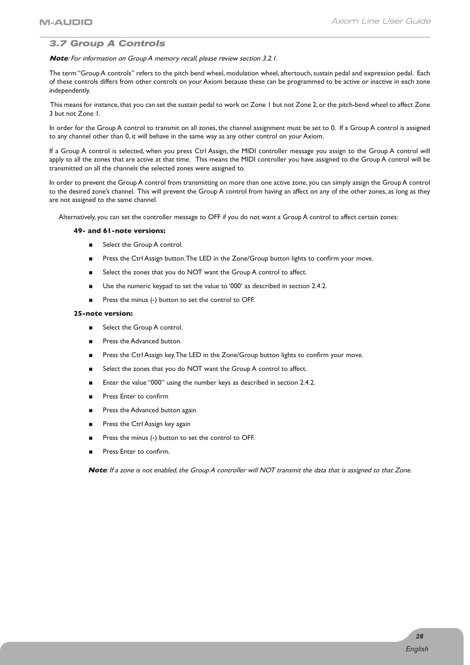 7 group a controls | Axiom Audio Electronic Keyboard User Manual | Page 29 / 51