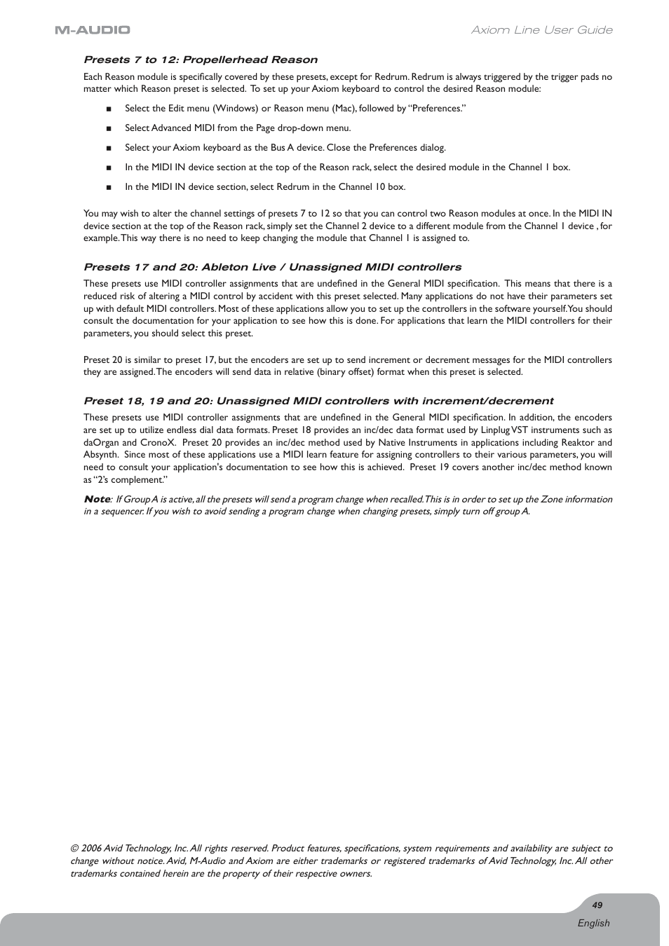 Axiom Audio Electronic Keyboard User Manual | Page 50 / 51