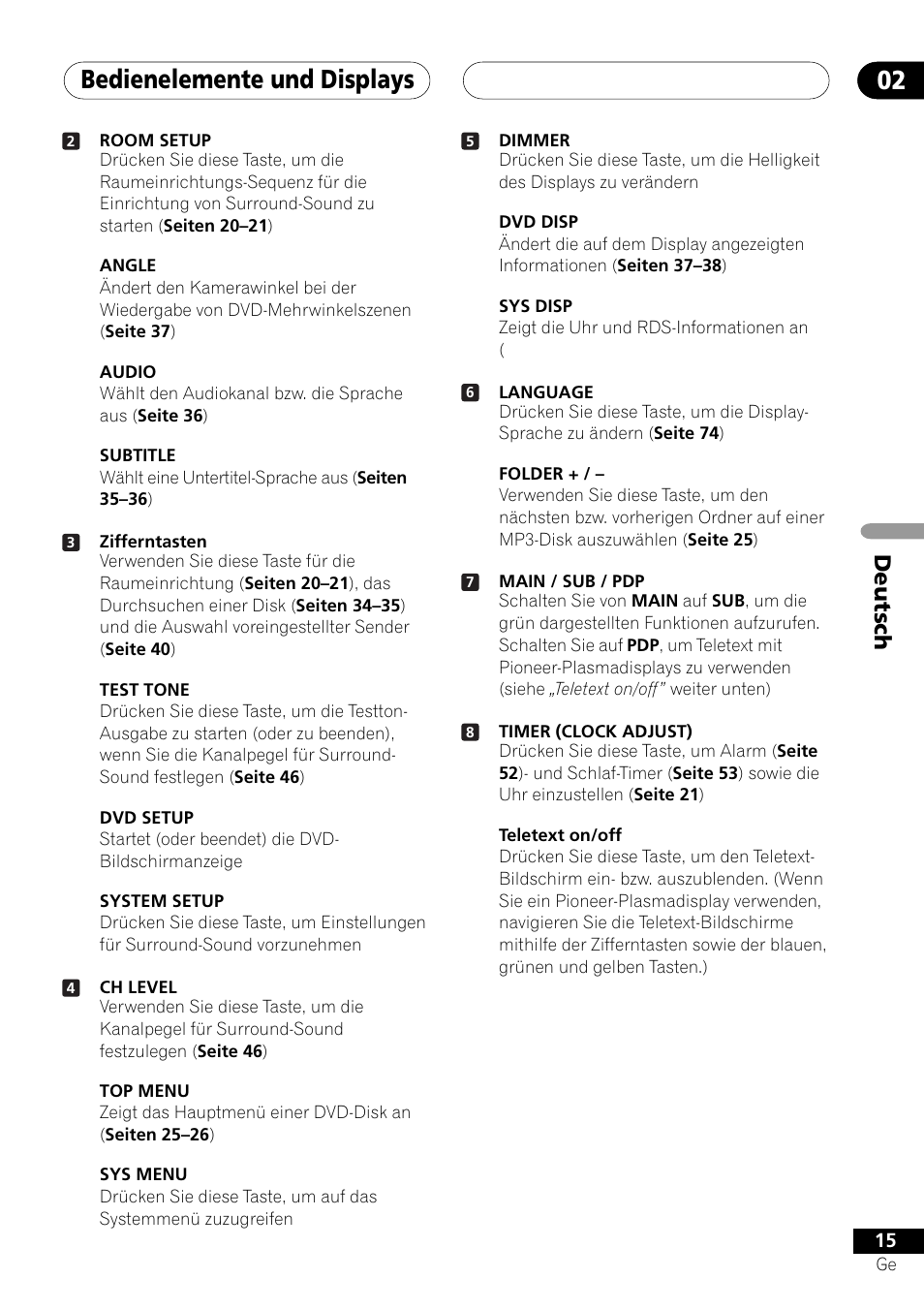 Bedienelemente und displays 02, Deutsch | Pioneer NS-DV1000 User Manual | Page 103 / 180