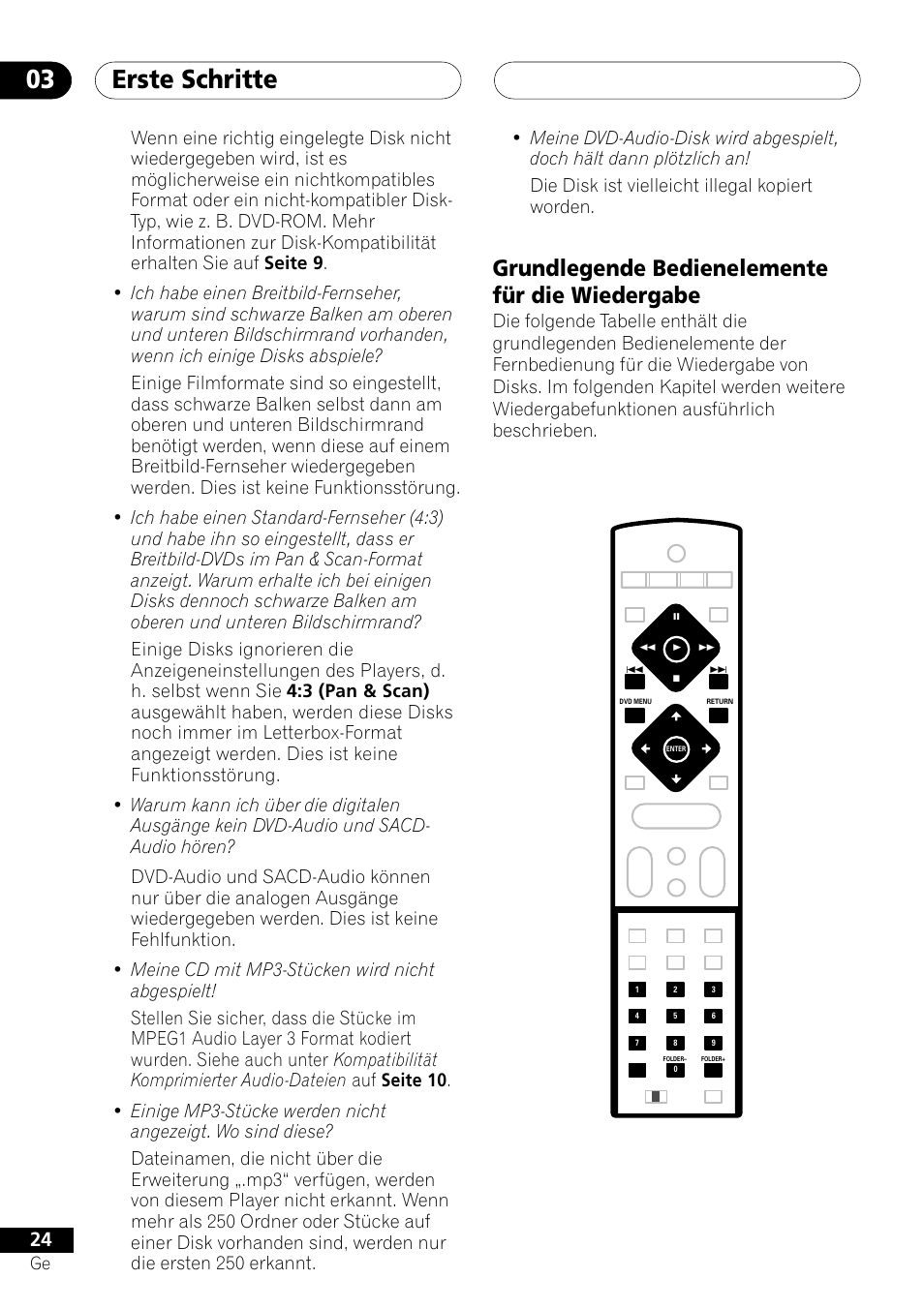 Grundlegende bedienelemente für die wiedergabe, Erste schritte 03 | Pioneer NS-DV1000 User Manual | Page 112 / 180