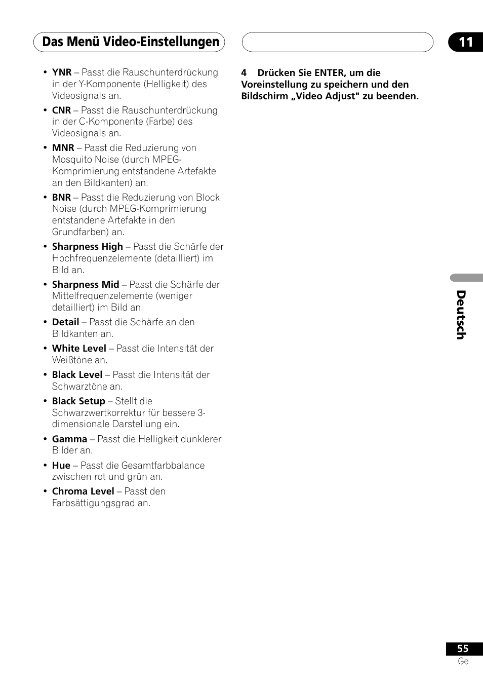 Das menü video-einstellungen 11 | Pioneer NS-DV1000 User Manual | Page 143 / 180
