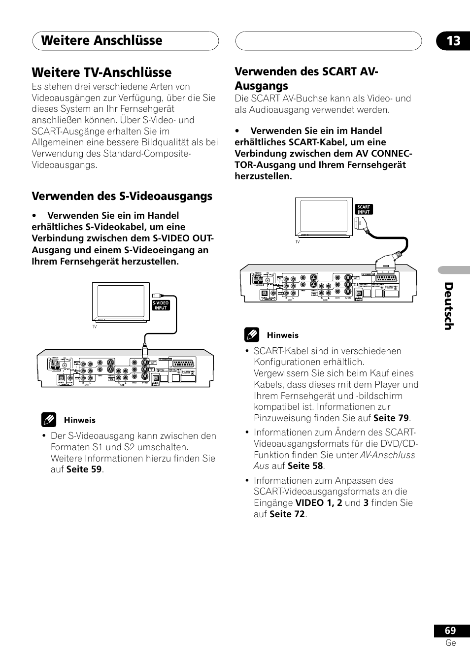 Weitere tv-anschlüsse, Weitere anschlüsse 13 | Pioneer NS-DV1000 User Manual | Page 157 / 180
