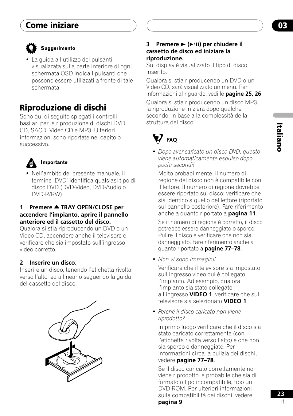 Riproduzione di dischi, Come iniziare 03 | Pioneer NS-DV1000 User Manual | Page 23 / 180