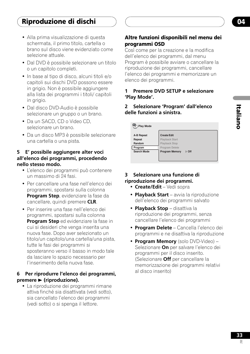 Riproduzione di dischi 04, Italiano | Pioneer NS-DV1000 User Manual | Page 33 / 180