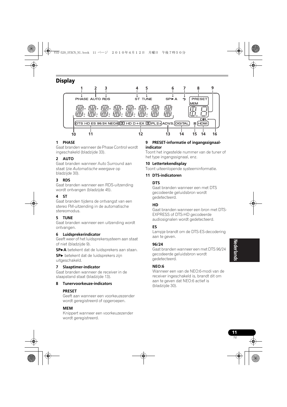 Display | Pioneer VSX-520-S User Manual | Page 123 / 228
