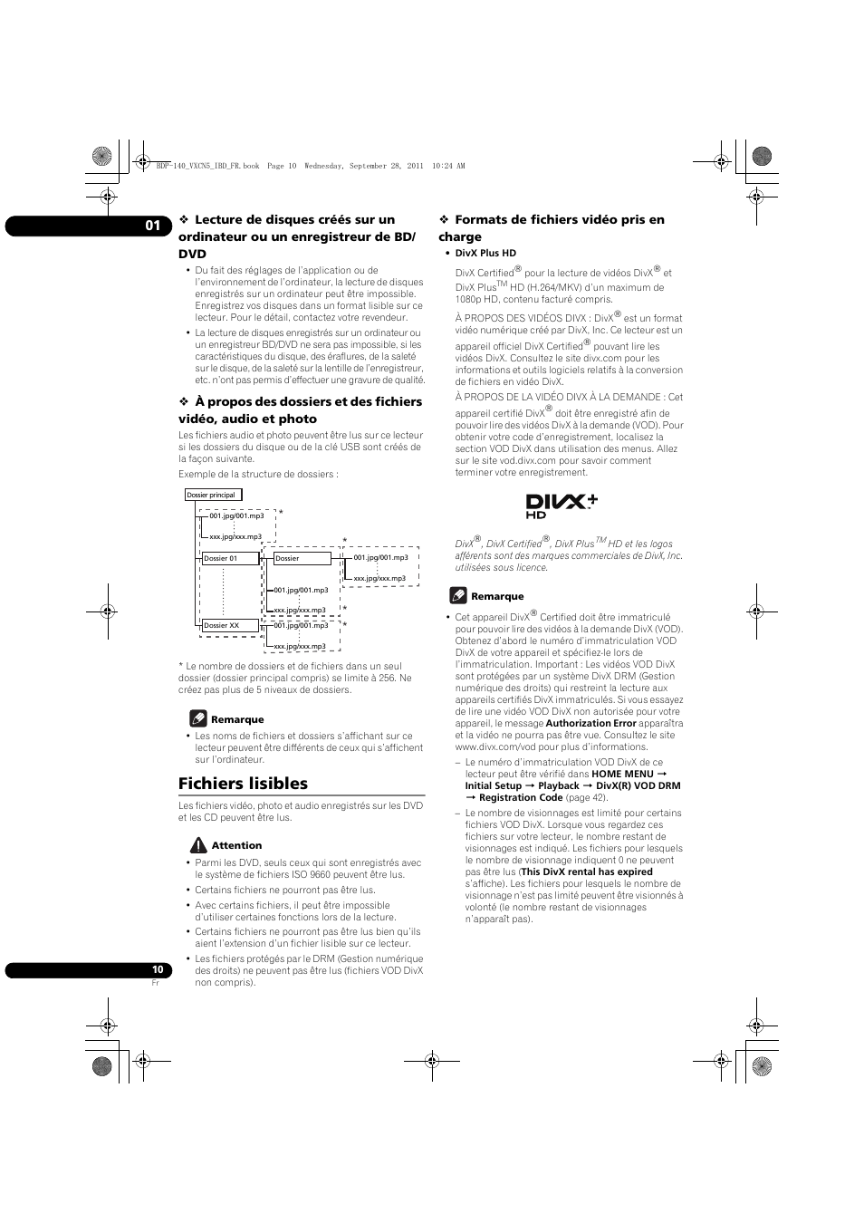 Fichiers lisibles | Pioneer BDP-140 User Manual | Page 10 / 308