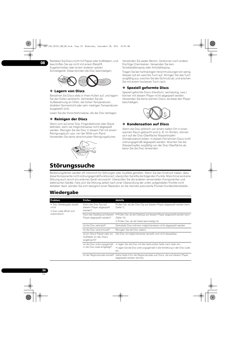 Störungssuche, Wiedergabe | Pioneer BDP-140 User Manual | Page 120 / 308