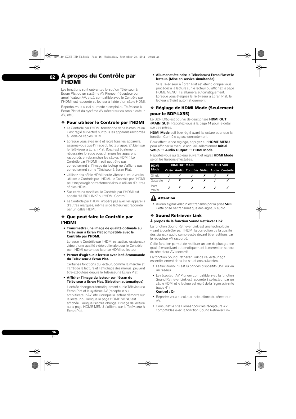 À propos du contrôle par l’hdmi | Pioneer BDP-140 User Manual | Page 16 / 308
