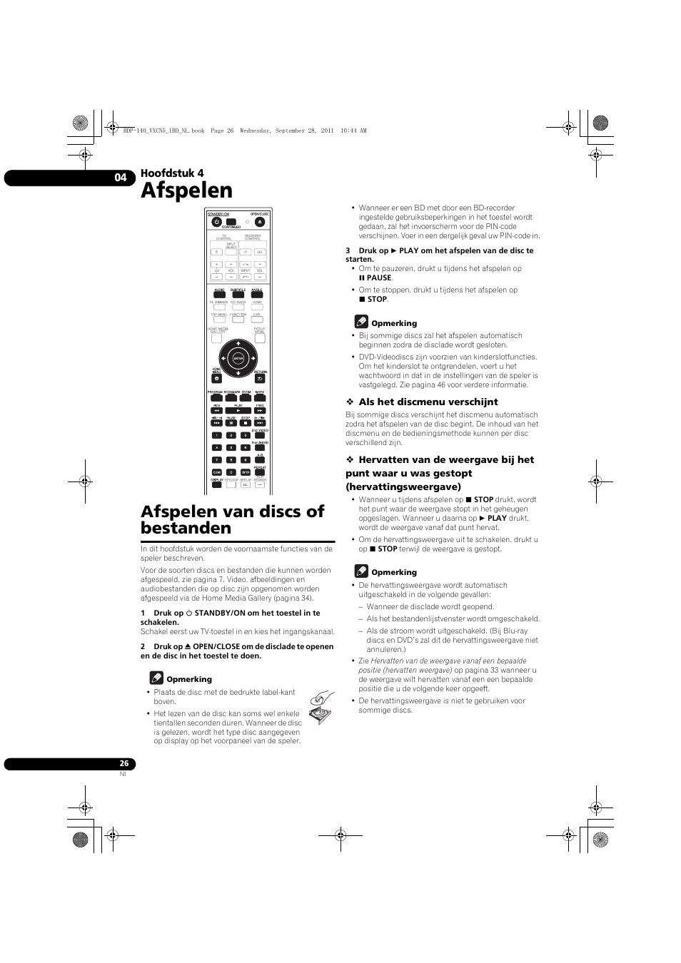 Afspelen van discs of bestanden, Afspelen, Hoofdstuk 4 | Pioneer BDP-140 User Manual | Page 212 / 308