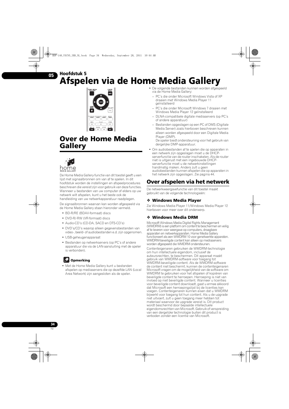 Over de home media gallery, Over afspelen via het netwerk, Afspelen via de home media gallery | Pioneer BDP-140 User Manual | Page 220 / 308
