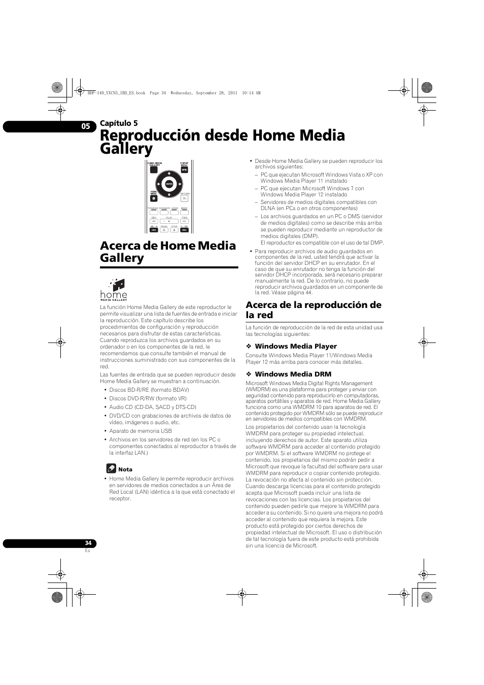 Acerca de home media gallery, Acerca de la reproducción de la red, Reproducción desde home media gallery | Pioneer BDP-140 User Manual | Page 280 / 308