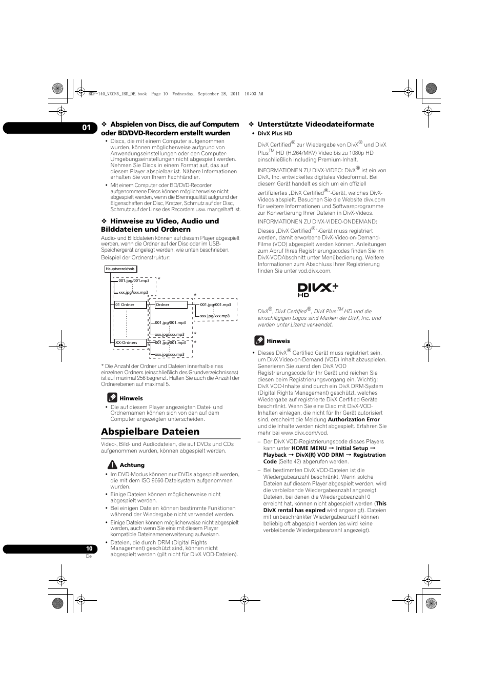 Abspielbare dateien | Pioneer BDP-140 User Manual | Page 76 / 308