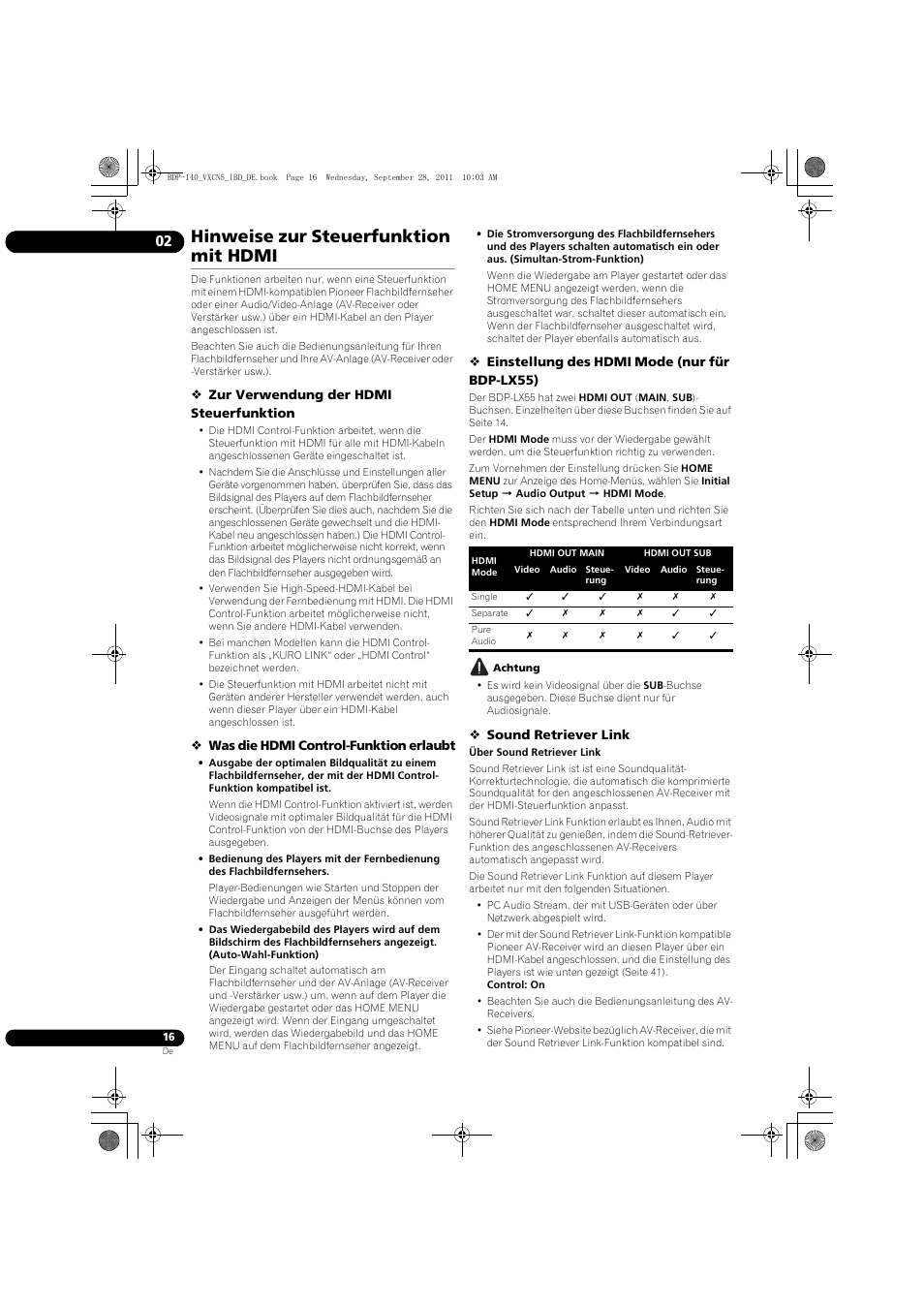 Hinweise zur steuerfunktion mit hdmi | Pioneer BDP-140 User Manual | Page 82 / 308