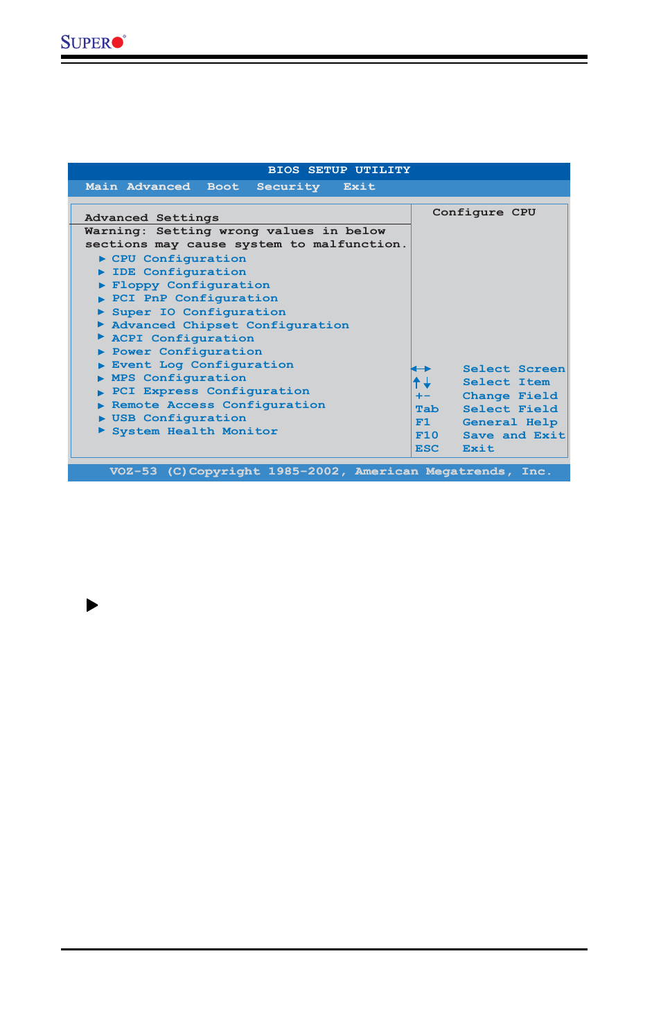 3 advanced settings, Cpu configuration sub-menu | American Megatrends X6DVA-EG User Manual | Page 56 / 108