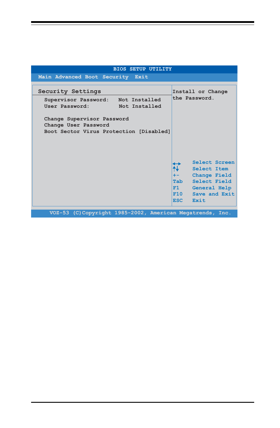 5 security settings | American Megatrends X6DVA-EG User Manual | Page 73 / 108