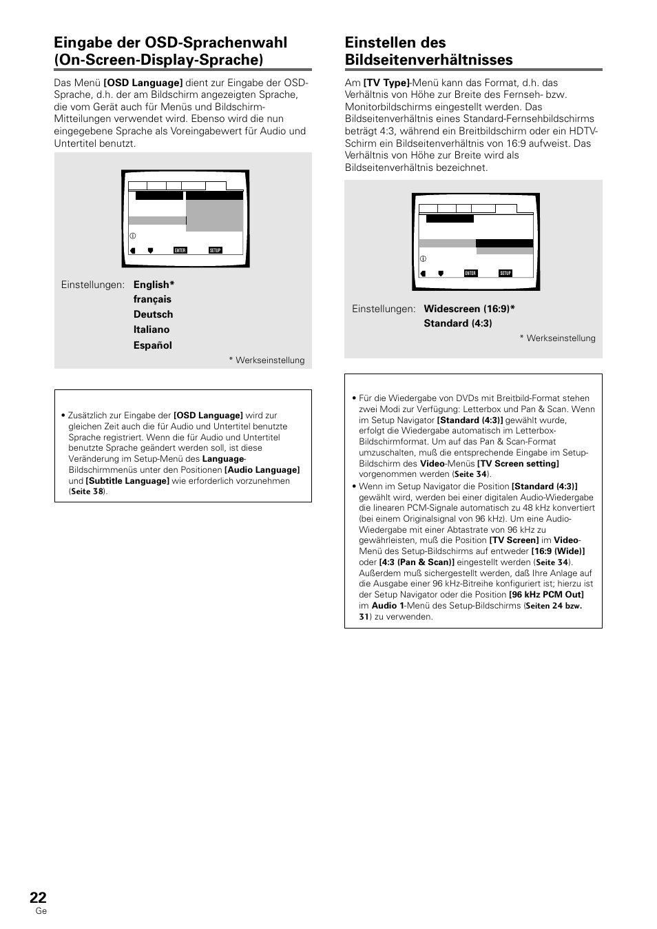 Einstellen des bildseitenverhältnisses | Pioneer DV-636D User Manual | Page 22 / 128