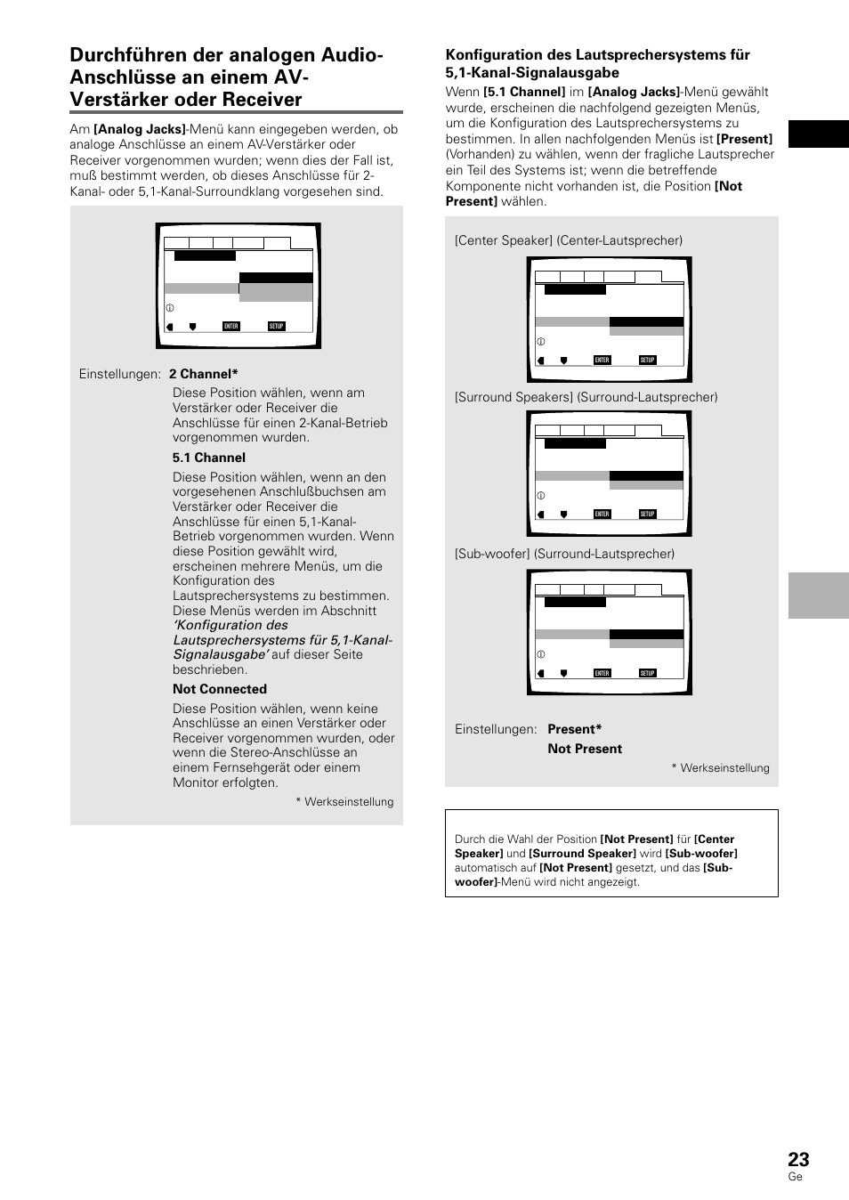 Deutsch, Setup des geräts, Hinweis | Pioneer DV-636D User Manual | Page 23 / 128