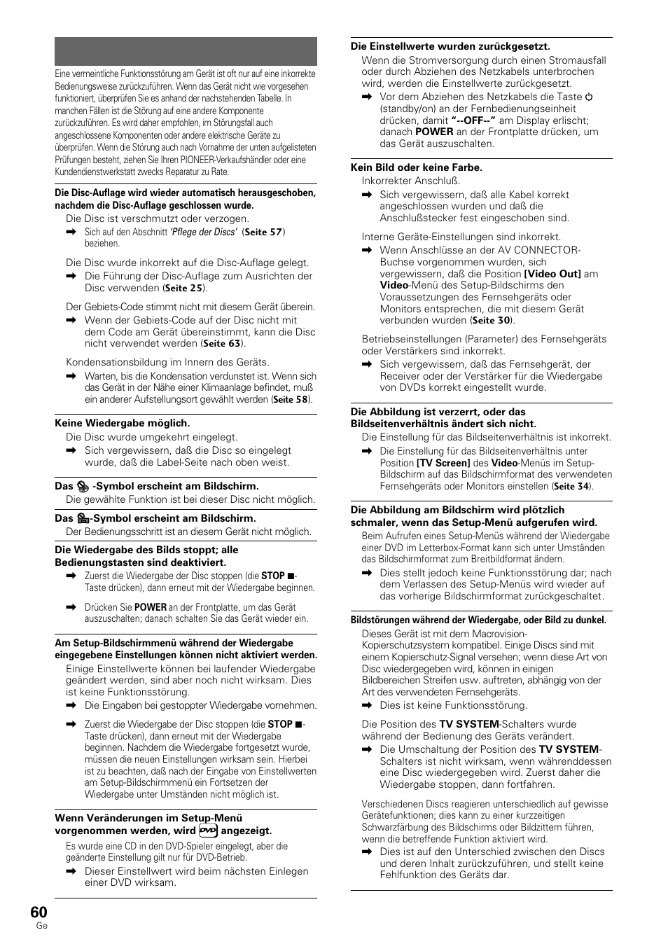Störungssuche | Pioneer DV-636D User Manual | Page 60 / 128