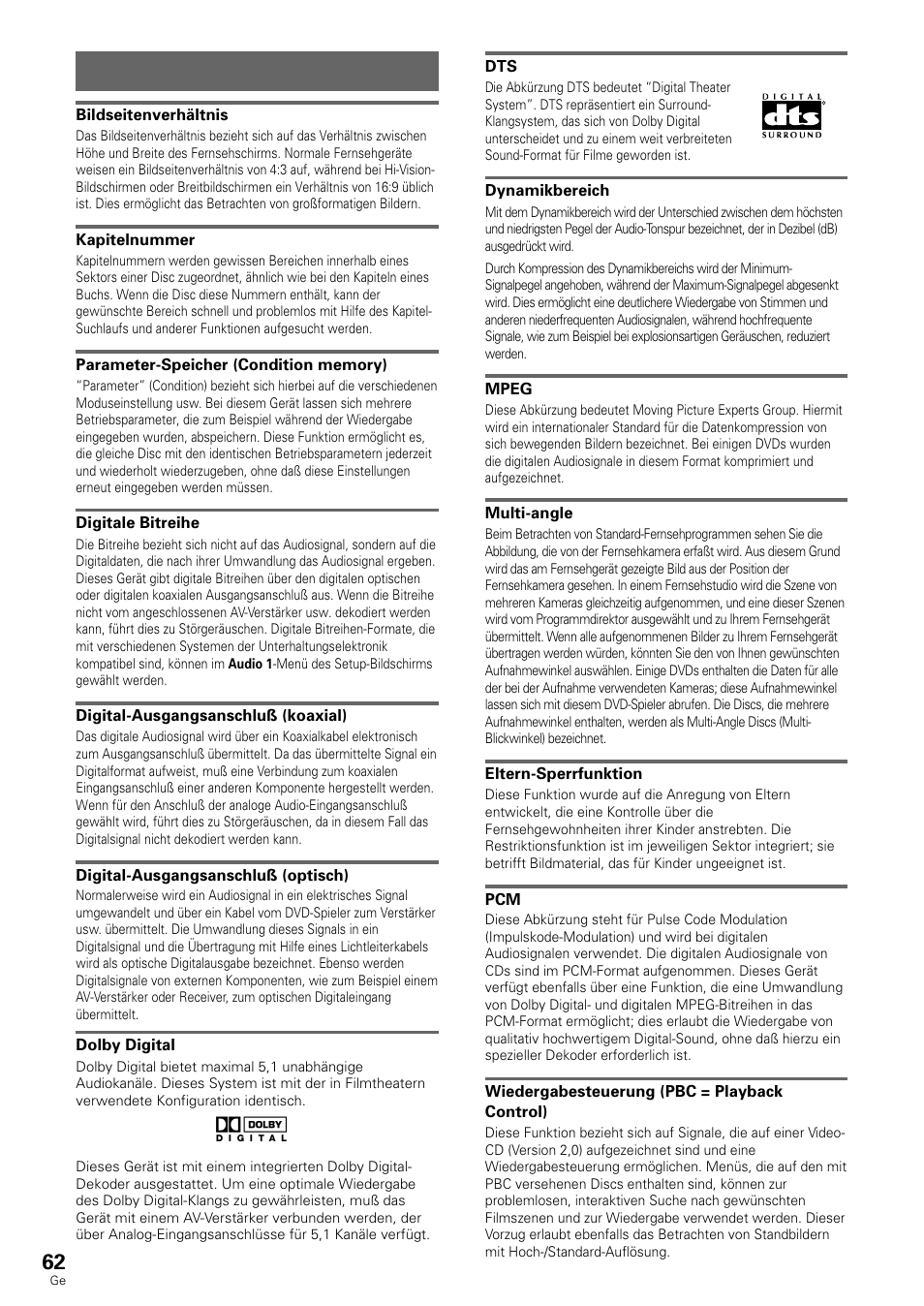 Erläuterung der begriffe | Pioneer DV-636D User Manual | Page 62 / 128