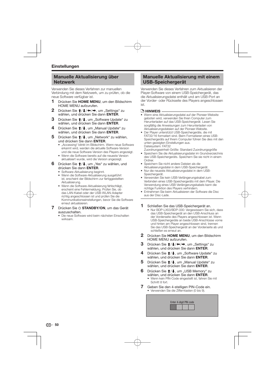 Speichergerät, Manuelle aktualisierung über netzwerk | Pioneer BDP-333 User Manual | Page 114 / 304