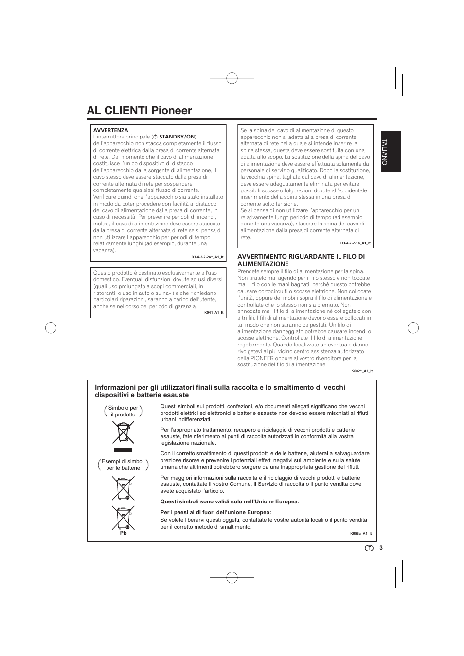 Al clienti pioneer | Pioneer BDP-333 User Manual | Page 125 / 304